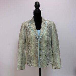 Rena Lange Tan, Cream l& Blue Blazer with Matching Tank, 12